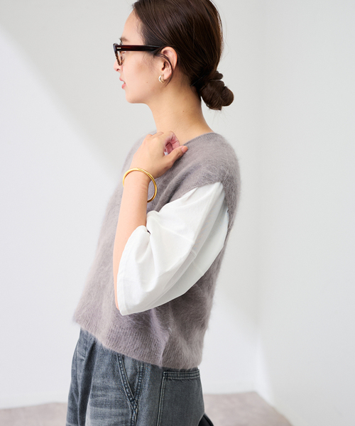 FRAMeWORK（フレームワーク）の「enrica/エンリカ カシミヤシャギーベスト（ベスト・レディース・イエロー/ライトグレー・FREE）」の7枚目の写真