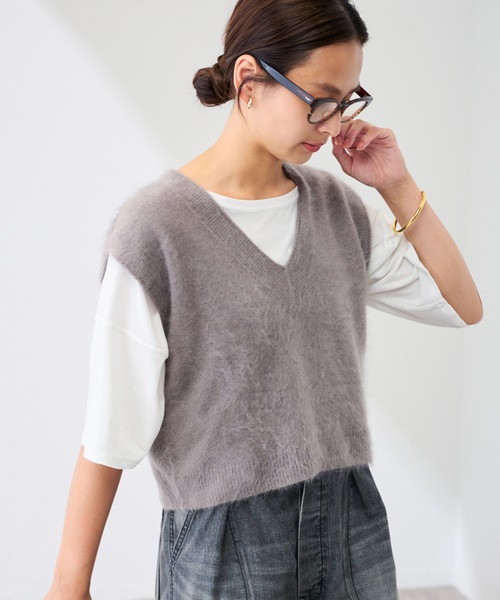 FRAMeWORK（フレームワーク）の「enrica/エンリカ カシミヤシャギーベスト（ベスト・レディース・イエロー/ライトグレー・FREE）」の8枚目の写真