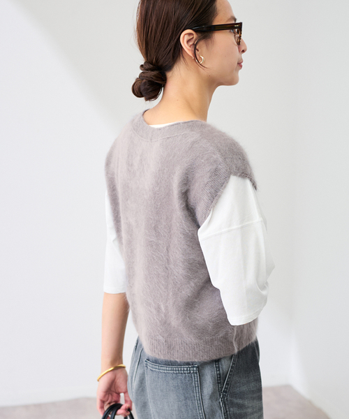 FRAMeWORK（フレームワーク）の「enrica/エンリカ カシミヤシャギーベスト（ベスト・レディース・イエロー/ライトグレー・FREE）」の9枚目の写真