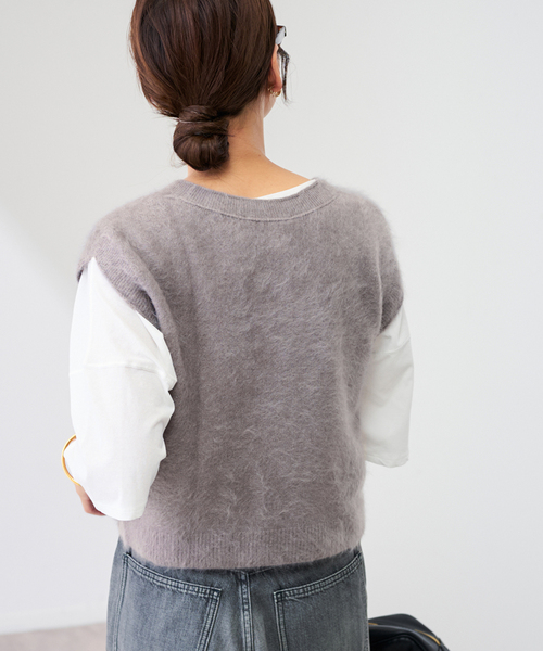 FRAMeWORK（フレームワーク）の「enrica/エンリカ カシミヤシャギーベスト（ベスト・レディース・イエロー/ライトグレー・FREE）」の10枚目の写真