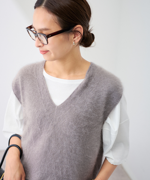 FRAMeWORK（フレームワーク）の「enrica/エンリカ カシミヤシャギーベスト（ベスト・レディース・イエロー/ライトグレー・FREE）」の11枚目の写真