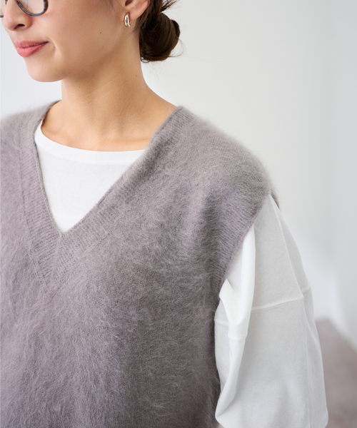 FRAMeWORK（フレームワーク）の「enrica/エンリカ カシミヤシャギーベスト（ベスト・レディース・イエロー/ライトグレー・FREE）」の12枚目の写真