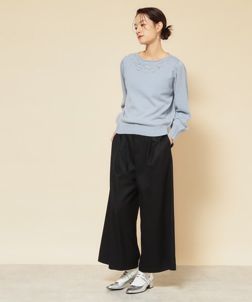 Sunauna(スーナウーナ)の「【COLLECTION LINE】ベルト付ガウチョパンツ(その他パンツ・レディース・ブラック/ダークウッド/オフホワイト・40/38/36)」の7枚目の写真