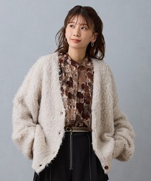 Vネックプードルカーディガン