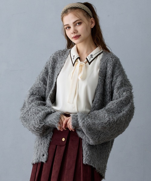 ✨❣️未使用COELのカーディガン✨❣️ CLEL】Openwork Loose Mesh Crew Neck Cardigan/透かし編み