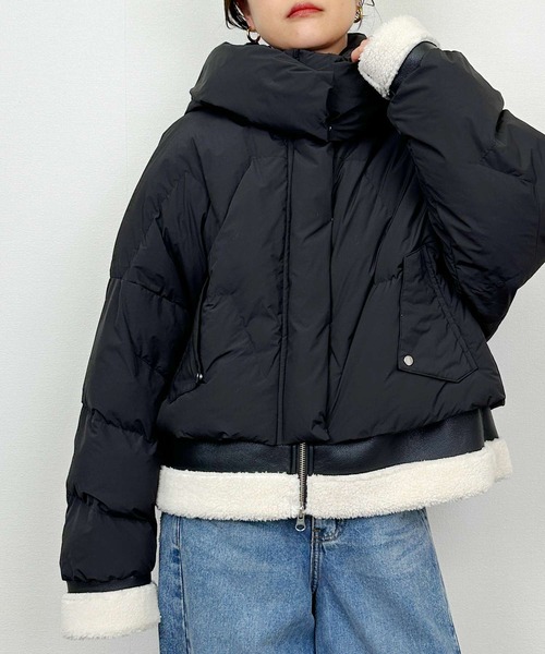 LUGIVA（ルギヴァ）の「ムートン切り替えダウンジャケット（ダウンジャケット/コート・レディース・ブラック/オフホワイト・M）」の2枚目の写真