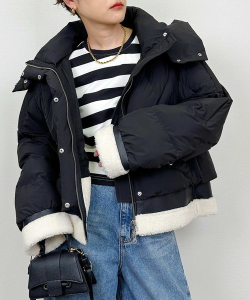 【未使用】5351プーラファム 切り替え ダウンジャケット 2way ムートン 未使用】5351プーラファム 切り替え ダウンジャケット 2way ムートン