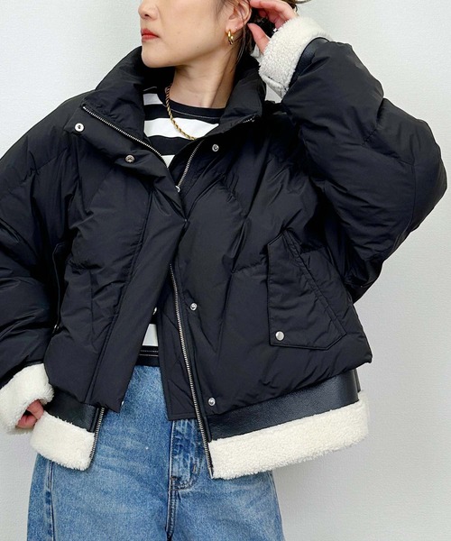 セール】ムートン切り替えダウンジャケット（ダウンジャケット/コート