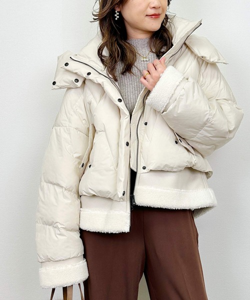 セール】ムートン切り替えダウンジャケット（ダウンジャケット/コート