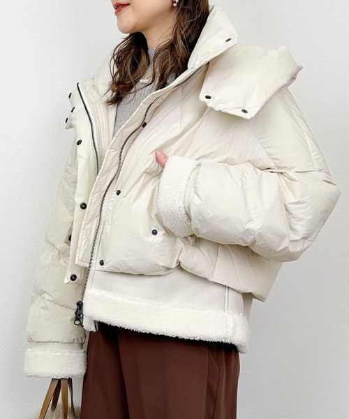 セール】ムートン切り替えダウンジャケット（ダウンジャケット/コート