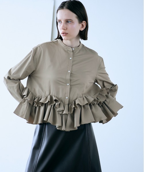 Marilyn Moon(マリリンムーン)の「spiral raffle blouse(シャツ/ブラウス・レディース・ブラック/ホワイト/キャメル・FREE)」の6枚目の写真