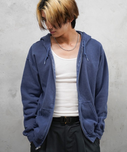 TOWNCRAFT（タウンクラフト）の「TOWNCRAFT / タウンクラフト 90S PIGMENT FULL ZIP HOODIE ヴィンテージ加工 ピグメントダイ ジップアップパーカー（パーカー・メンズ・ライトグリーン/ピンク/ネイビー/パープル/グレー/ターコイズブルー/ブラック/ブルーグレー/ライトブルー/オリーブ・MEDIUM/LARGE/X-LARGE/XX-LARGE）」の7枚目の写真