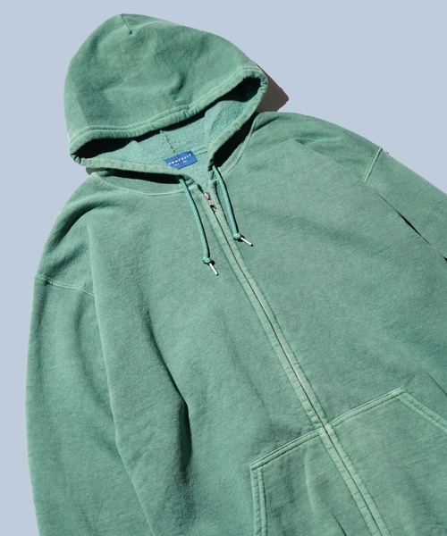 TOWNCRAFT（タウンクラフト）の「TOWNCRAFT / タウンクラフト 90S PIGMENT FULL ZIP HOODIE ヴィンテージ加工 ピグメントダイ ジップアップパーカー（パーカー・メンズ・ライトグリーン/ピンク/ネイビー/パープル/グレー/ターコイズブルー/ブラック/ブルーグレー/ライトブルー/オリーブ・MEDIUM/LARGE/X-LARGE/XX-LARGE）」の5枚目の写真