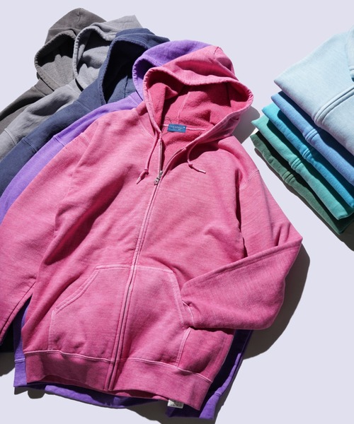 TOWNCRAFT（タウンクラフト）の「TOWNCRAFT / タウンクラフト 90S PIGMENT FULL ZIP HOODIE ヴィンテージ加工 ピグメントダイ ジップアップパーカー（パーカー・メンズ・ライトグリーン/ピンク/ネイビー/パープル/グレー/ターコイズブルー/ブラック/ブルーグレー/ライトブルー/オリーブ・MEDIUM/LARGE/X-LARGE/XX-LARGE）」の18枚目の写真