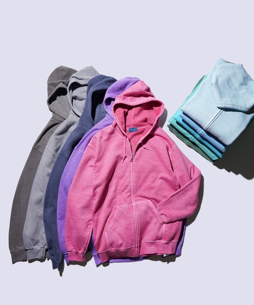 TOWNCRAFT（タウンクラフト）の「TOWNCRAFT / タウンクラフト 90S PIGMENT FULL ZIP HOODIE ヴィンテージ加工 ピグメントダイ ジップアップパーカー（パーカー・メンズ・ライトグリーン/ピンク/ネイビー/パープル/グレー/ターコイズブルー/ブラック/ブルーグレー/ライトブルー/オリーブ・MEDIUM/LARGE/X-LARGE/XX-LARGE）」の19枚目の写真