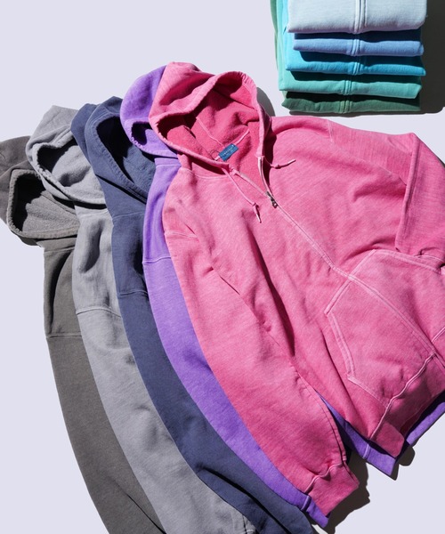 TOWNCRAFT（タウンクラフト）の「TOWNCRAFT / タウンクラフト 90S PIGMENT FULL ZIP HOODIE ヴィンテージ加工 ピグメントダイ ジップアップパーカー（パーカー・メンズ・ライトグリーン/ピンク/ネイビー/パープル/グレー/ターコイズブルー/ブラック/ブルーグレー/ライトブルー/オリーブ・MEDIUM/LARGE/X-LARGE/XX-LARGE）」の20枚目の写真