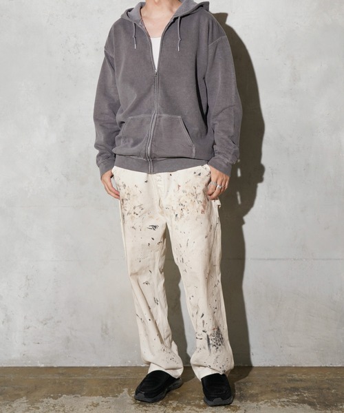 TOWNCRAFT（タウンクラフト）の「TOWNCRAFT / タウンクラフト 90S PIGMENT FULL ZIP HOODIE ヴィンテージ加工 ピグメントダイ ジップアップパーカー（パーカー・メンズ・ライトグリーン/ピンク/ネイビー/パープル/グレー/ターコイズブルー/ブラック/ブルーグレー/ライトブルー/オリーブ・MEDIUM/LARGE/X-LARGE/XX-LARGE）」の22枚目の写真