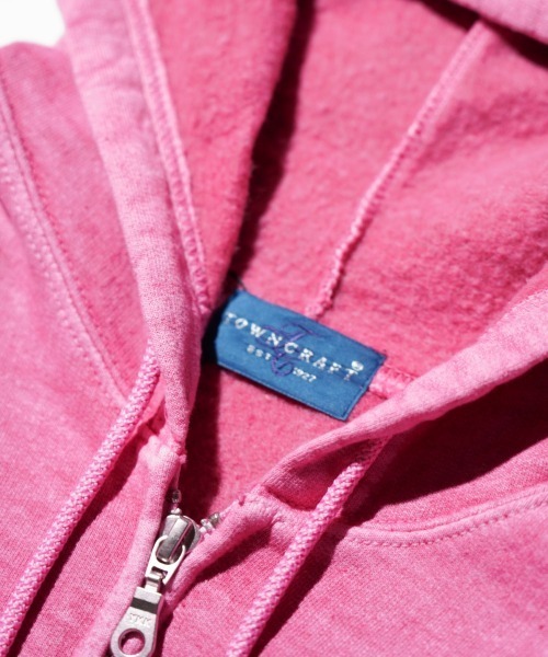 TOWNCRAFT（タウンクラフト）の「TOWNCRAFT / タウンクラフト 90S PIGMENT FULL ZIP HOODIE ヴィンテージ加工 ピグメントダイ ジップアップパーカー（パーカー・メンズ・ライトグリーン/ピンク/ネイビー/パープル/グレー/ターコイズブルー/ブラック/ブルーグレー/ライトブルー/オリーブ・MEDIUM/LARGE/X-LARGE/XX-LARGE）」の11枚目の写真