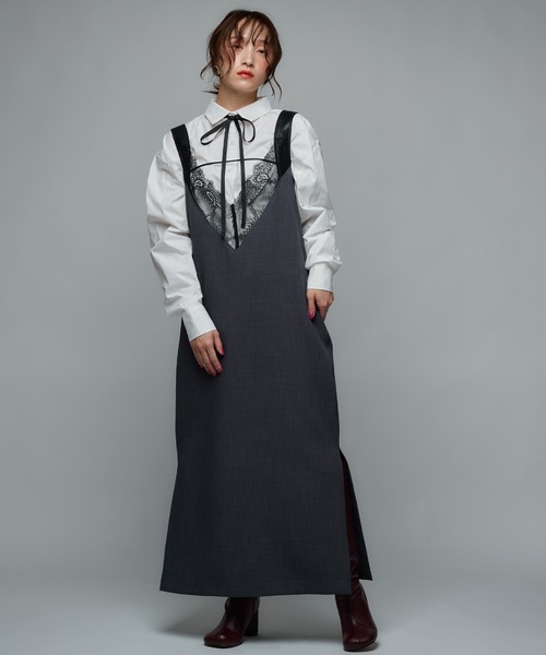 Narcissus(ナルシス)の「【前後2WAY】大人女性ロングワンピース レースデザイン(ワンピース・レディース・グレー/ブラック・FREE)」の9枚目の写真