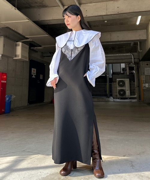 Narcissus(ナルシス)の「【前後2WAY】大人女性ロングワンピース レースデザイン(ワンピース・レディース・グレー/ブラック・FREE)」の19枚目の写真