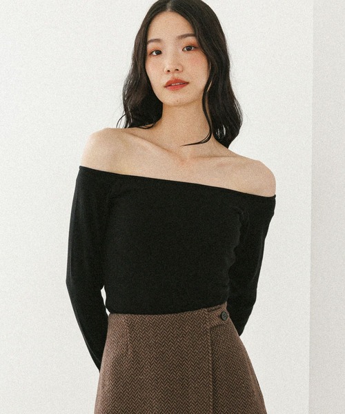 Heather（ヘザー）の「カップ付きオフショルTEE　599323（Tシャツ/カットソー・レディース・ブラック/オフホワイト・S/M）」の11枚目の写真