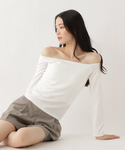 Heather（ヘザー）の「カップ付きオフショルTEE　599323（Tシャツ/カットソー・レディース・ブラック/オフホワイト・S/M）」の10枚目の写真