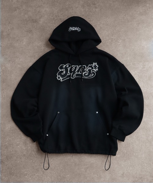 セール】【SEQUENZ/シークエンズ】Fringe logo pullover hoodie/別注