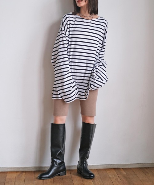 AKTE(アクテ)の「ハーフニットレギンス(その他パンツ・レディース・ブラック/ライトベージュ・1/2)」の7枚目の写真