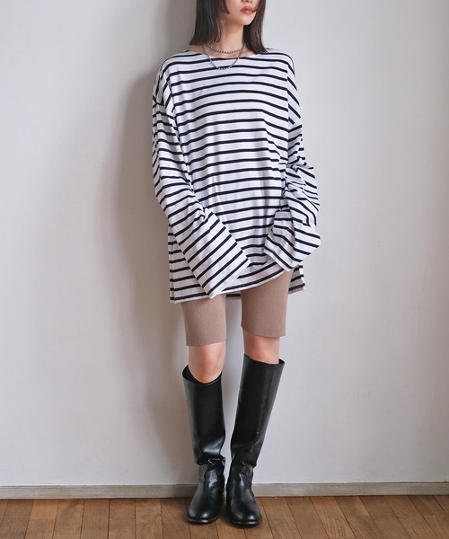 AKTE(アクテ)の「ハーフニットレギンス(その他パンツ・レディース・ブラック/ライトベージュ・1/2)」の9枚目の写真