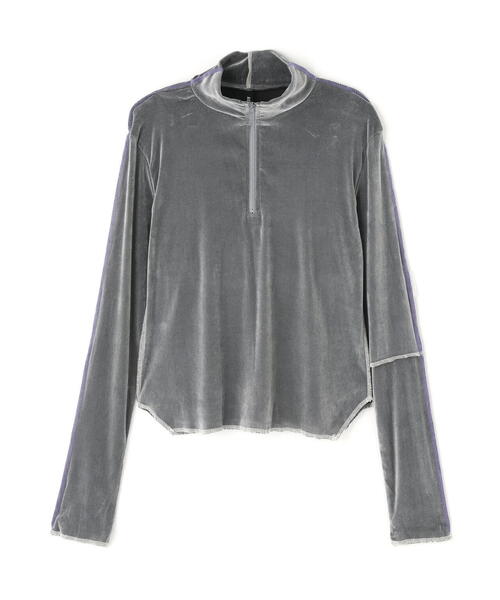 AULA AILA(アウラアイラ)の「AULA AILA(アウラ アイラ)別注ハイネックベロアTOPS(Tシャツ/カットソー・レディース・グレー/ブラック/ピンク・0)」の7枚目の写真