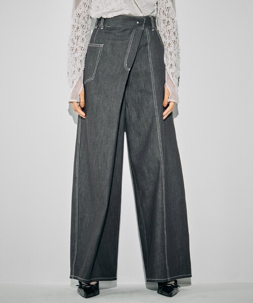 ウォッシャブルサイドラップデニムパンツ｜ウォッシャブル/軽量