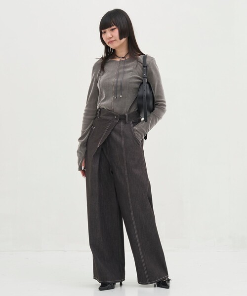 ウォッシャブルサイドラップデニムパンツ｜ウォッシャブル/軽量