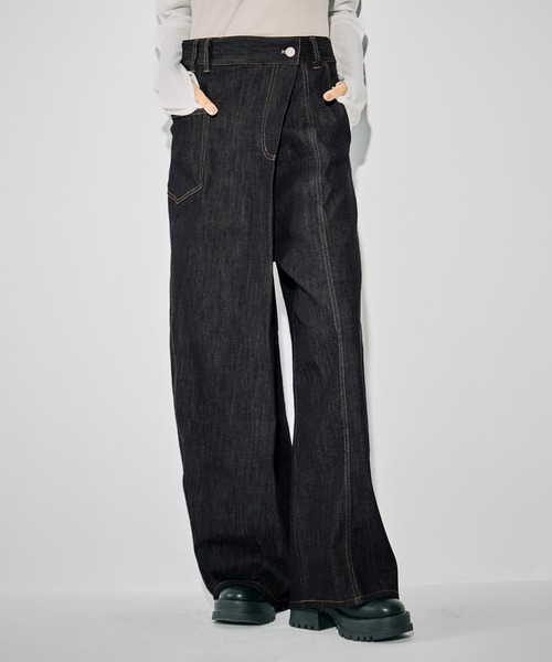 ウォッシャブルサイドラップデニムパンツ｜ウォッシャブル/軽量