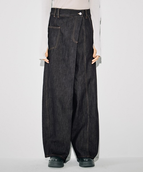 ウォッシャブルサイドラップデニムパンツ｜ウォッシャブル/軽量