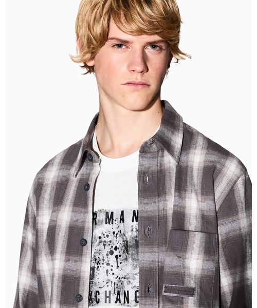 ARMANI EXCHANGE（アルマーニエクスチェンジ）の「【A|X アルマーニ エクスチェンジ】CL チェックパターン 長袖シャツ/REGULAR+（シャツ/ブラウス・メンズ・スモークグレー・LARGE/MEDIUM/SMALL/X-LARGE/X-SMALL）」の3枚目の写真