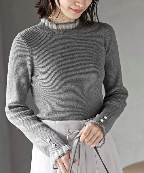 rps（アールピーエス）の「シアーネックリブニットプルオーバー（ニット/セーター・レディース・アイボリー/ブラック/杢グレー・M/L）」の3枚目の写真