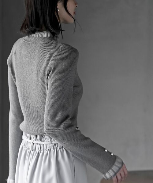 rps（アールピーエス）の「シアーネックリブニットプルオーバー（ニット/セーター・レディース・アイボリー/ブラック/杢グレー・M/L）」の4枚目の写真