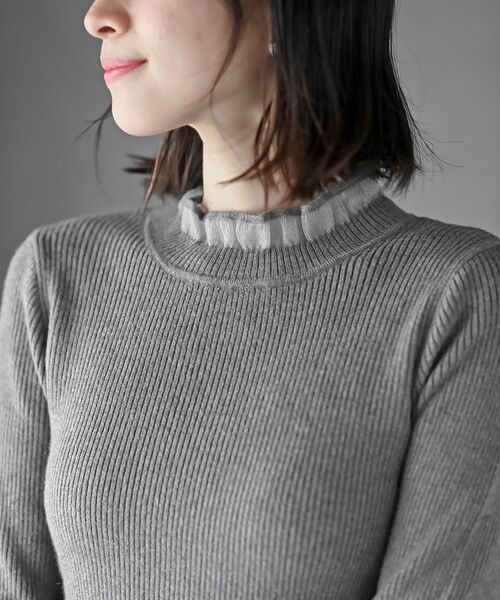 rps（アールピーエス）の「シアーネックリブニットプルオーバー（ニット/セーター・レディース・アイボリー/ブラック/杢グレー・M/L）」の5枚目の写真