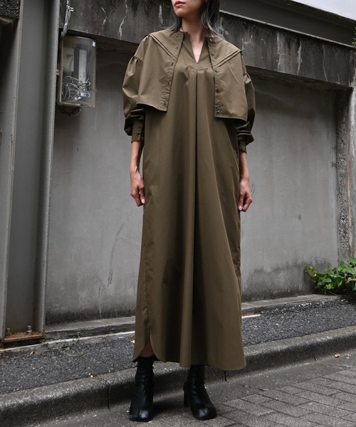 WILLFULLY(ウィルフリー)の「ensemble multi season cotton OP(ワンピース・レディース・カーキブラウン/アイボリー/ブラック・FREE/L)」の3枚目の写真