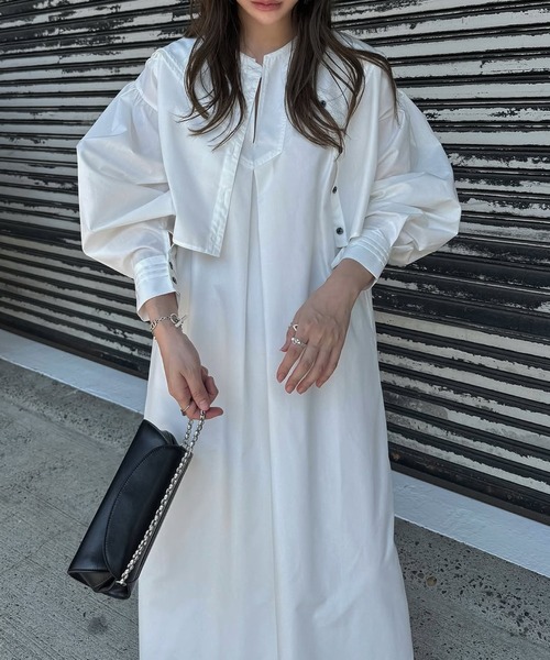 WILLFULLY(ウィルフリー)の「ensemble multi season cotton OP(ワンピース・レディース・カーキブラウン/アイボリー/ブラック・FREE/L)」の4枚目の写真