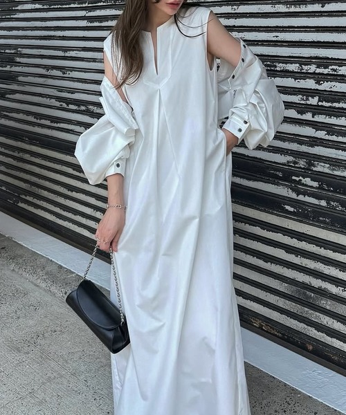 WILLFULLY(ウィルフリー)の「ensemble multi season cotton OP(ワンピース・レディース・カーキブラウン/アイボリー/ブラック・FREE/L)」の5枚目の写真