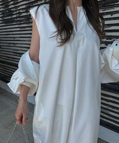 WILLFULLY(ウィルフリー)の「ensemble multi season cotton OP(ワンピース・レディース・カーキブラウン/アイボリー/ブラック・FREE/L)」の6枚目の写真