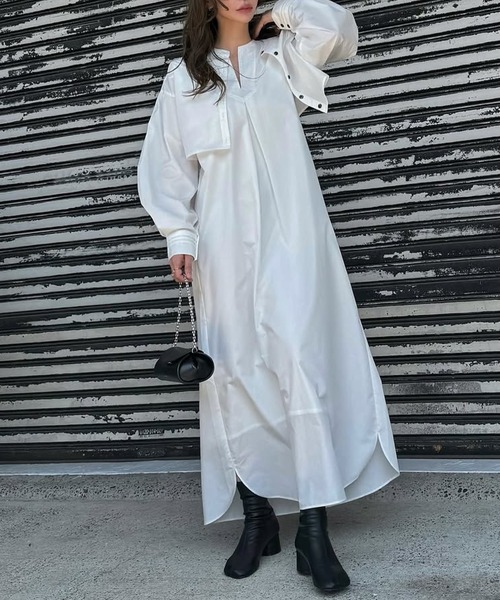 WILLFULLY(ウィルフリー)の「ensemble multi season cotton OP(ワンピース・レディース・カーキブラウン/アイボリー/ブラック・FREE/L)」の8枚目の写真