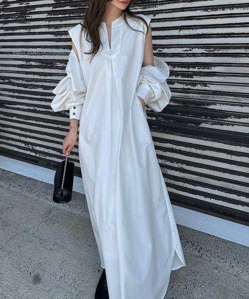 WILLFULLY(ウィルフリー)の「ensemble multi season cotton OP(ワンピース・レディース・カーキブラウン/アイボリー/ブラック・FREE/L)」の7枚目の写真