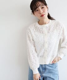 le.coeur blanc | フラワーレース刺繍ニットカーディガン(カーディガン/ボレロ)