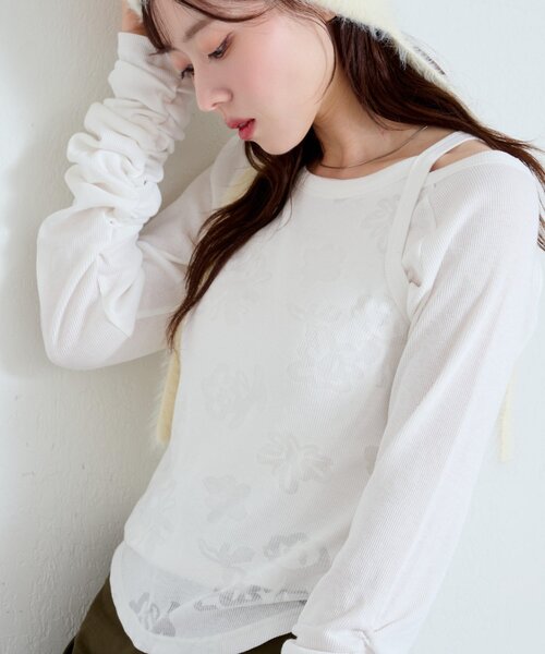 セール】【4色展開/SETアイテム】花柄オパールカットソーSET（Tシャツ