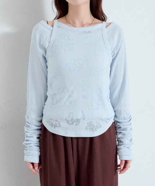 セール】【4色展開/SETアイテム】花柄オパールカットソーSET（Tシャツ