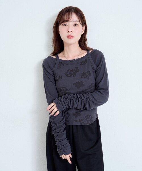 セール】【4色展開/SETアイテム】花柄オパールカットソーSET（Tシャツ