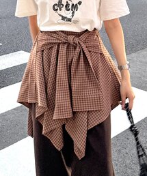 チェック巻きミニスカート