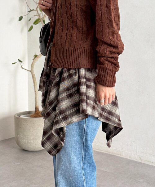 CPCM（シーピーシーエム）の「チェック巻きミニスカート（スカート・レディース・グリーン/ブラウン/レッド・FREE）」の6枚目の写真